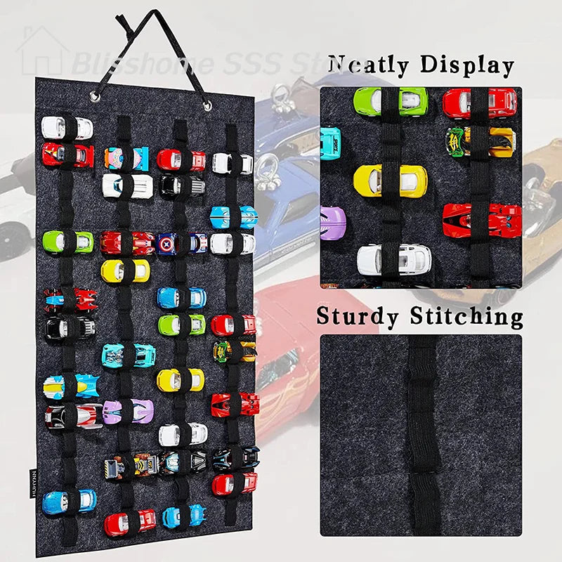 【S】Hanging Organizer For Wall Mount Display Case Large Capacity Storage Box Bags Hold Up Toy Matchbox Cars Kids