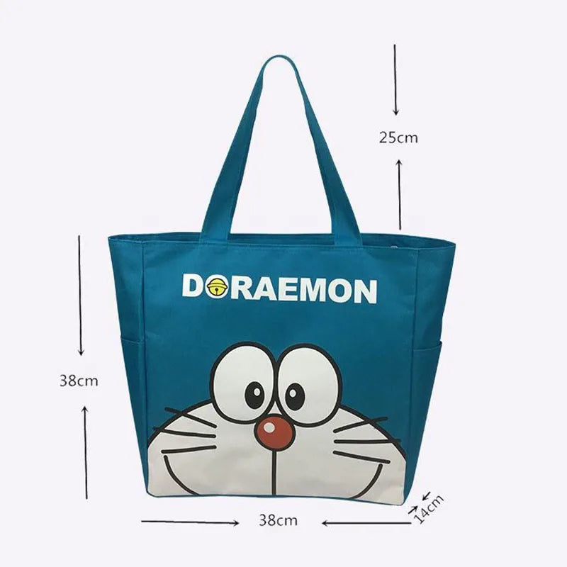 Kawaii Doraemon Tote Bag Large Capacity Travel Storage Bags Anime Cartoon Handbag Student Daily Shoulder Bag for Shopping School