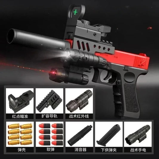 RG17 Desert Eagle Soft Bullet Toy Gun Shell Ejection Foam Darts Airsoft Pistol With Silencer Shooting Game For Kids Adult Gift