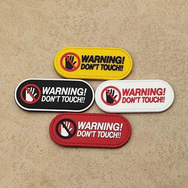 WARNING!DON'T TOUCH! PVC Applique Emblem Glow in Dark,Tactical Patch with Hook,Luminous sticker Morale Badge For Helmet,Backpack