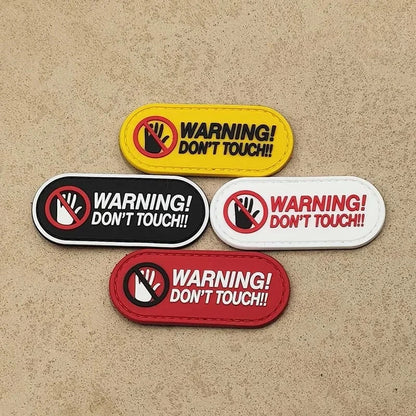 WARNING!DON'T TOUCH! PVC Applique Emblem Glow in Dark,Tactical Patch with Hook,Luminous sticker Morale Badge For Helmet,Backpack