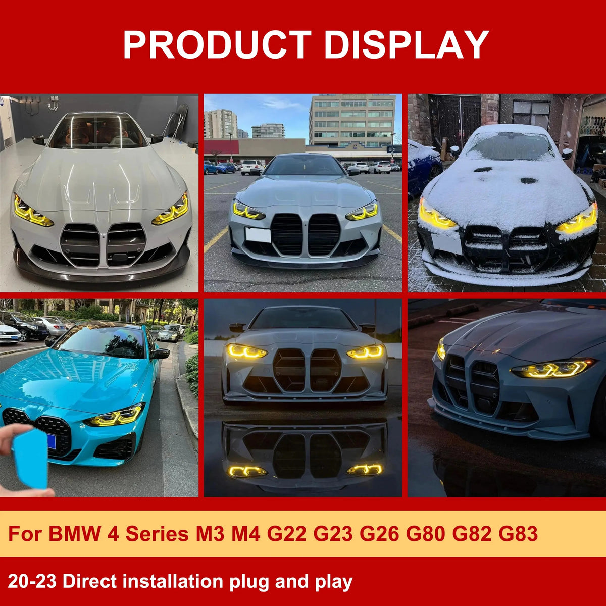 Yellow Angel Eye DRL LED Boards For BMW 4 Series G22 G23 G26 G80 G82 M3 M4 420I LED Laser Headlight Daytime Running Light