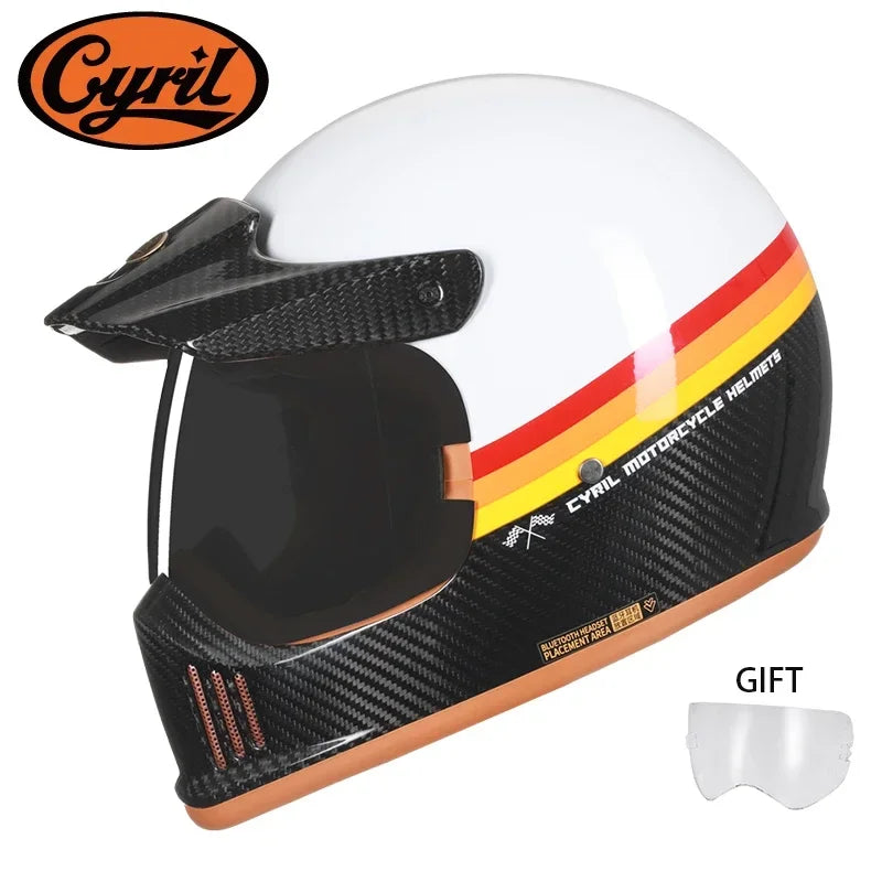 Full Face Motorcycle Helmet Lightweight Carbon Fiber Helmet Racing for Men Women DOT Ece-R22/05 Approved CYRIL FF380