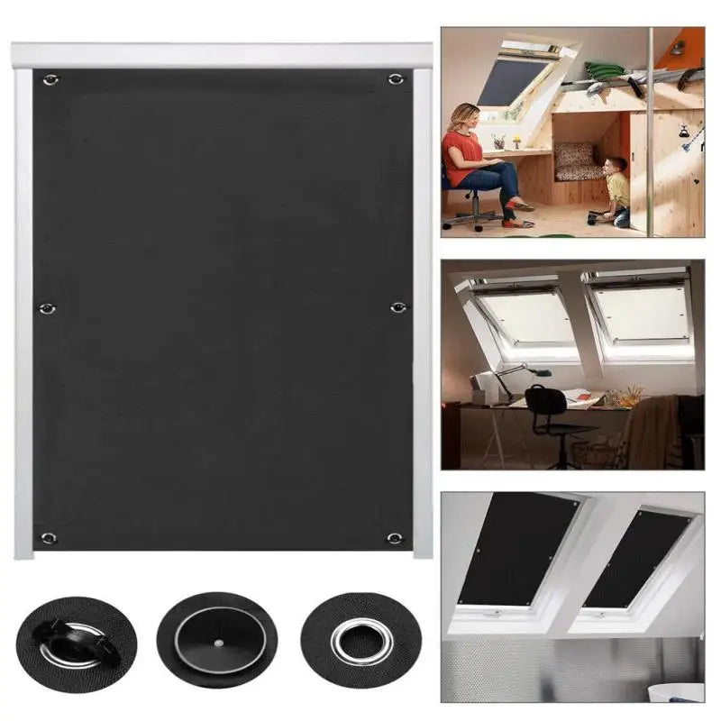 Blackout Skylight Window Blinds with Suction Cups Portable Thermal Insulated Adjustable Curtain for Bedroom Travel Car
