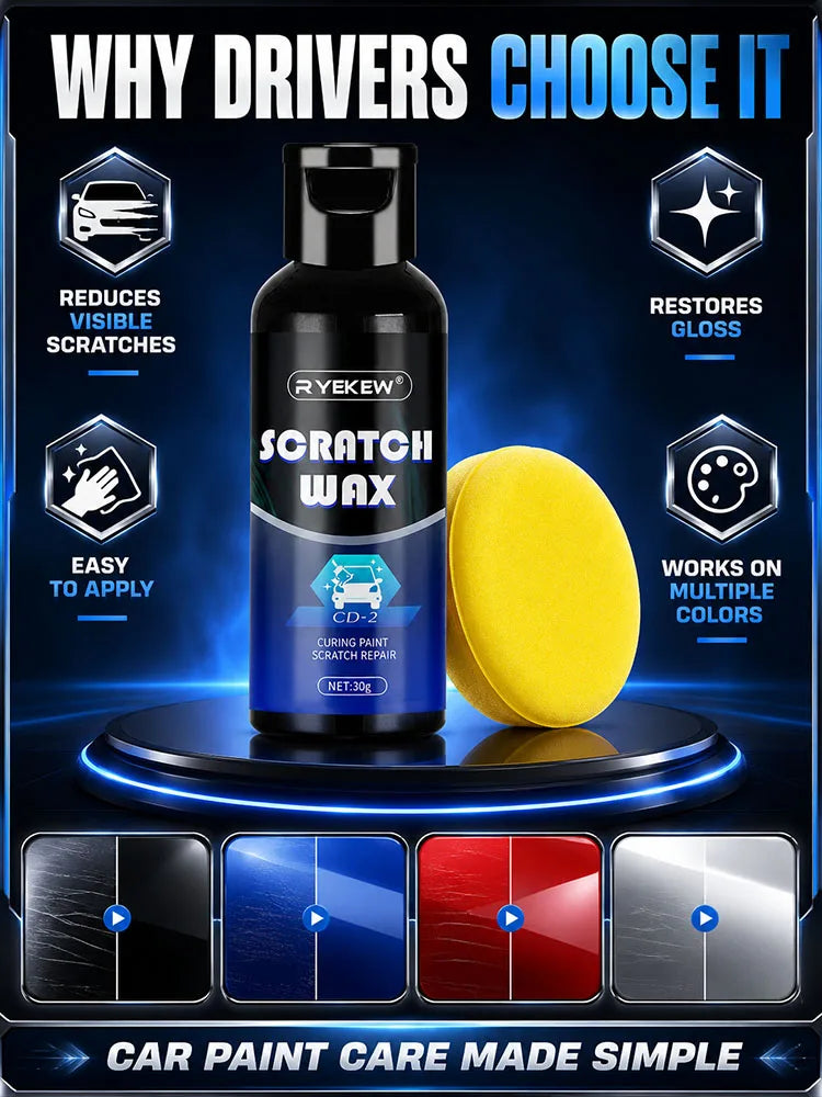 Car Scratch Remover Wax Auto Body Paint Repair Polish Swirl Mark Restorer Grinding Compound for Vehicle Detailing and Shine