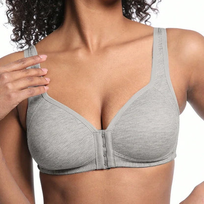 FallSweet Wire-Free Front Closure Bra for Women Seamless Full Coverage Bra Fixed Cups Large Size Comfort Underwear Mom Lingeries