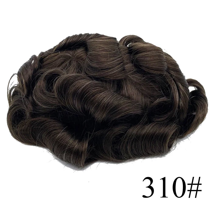 0.08mm Thickness PU Poly Base Double Knotted Toupee Human Hair Durable Time Long Lifespan Men's Capillary Prothesis