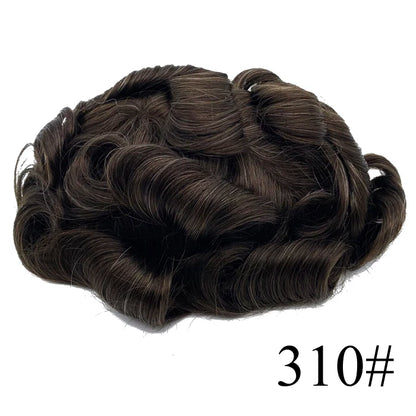 0.08mm Thickness PU Poly Base Double Knotted Toupee Human Hair Durable Time Long Lifespan Men's Capillary Prothesis