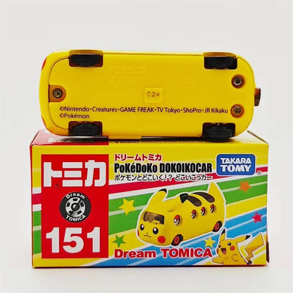 Takara Tomy Tomica Genuine Pokemon Pikachu No.151 Diecast Metal Car Pokedoko Dokoikocar Bus Model Toys Gifts For Child Girls Boy