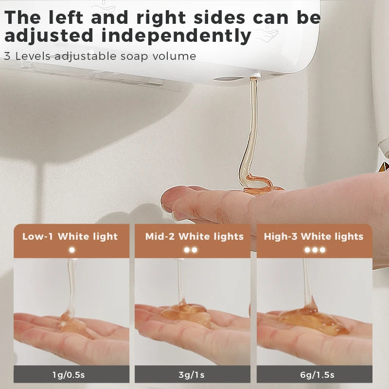 Automatic Soap Dispenser 1000ml Double-Head Touchless Rechargeable Foam Hand Sanitizer Dispenser with 3 Adjustable Levels