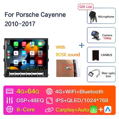 8.4 inch 2 Din Android Car Stereo Radio For Porsche Cayenne 2010-2017 Multimedia Video Player GPS Carplay Autoradio DVD Player