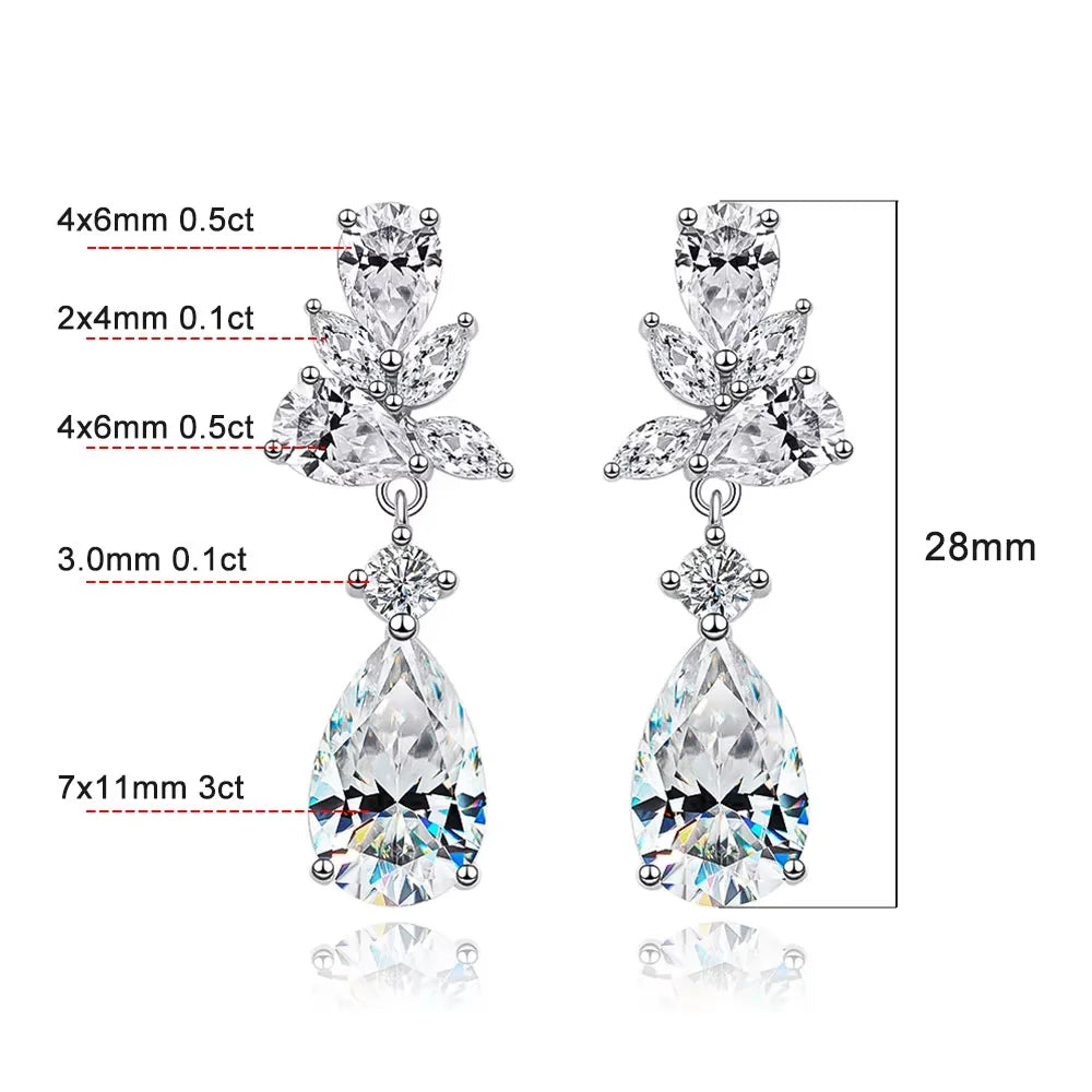 KNOBSPIN All Moissanite Earrings for Women Wedding Party Luxury Earring Jewelry s925 Sterling Sliver Plated 18k Gold Ear Stud