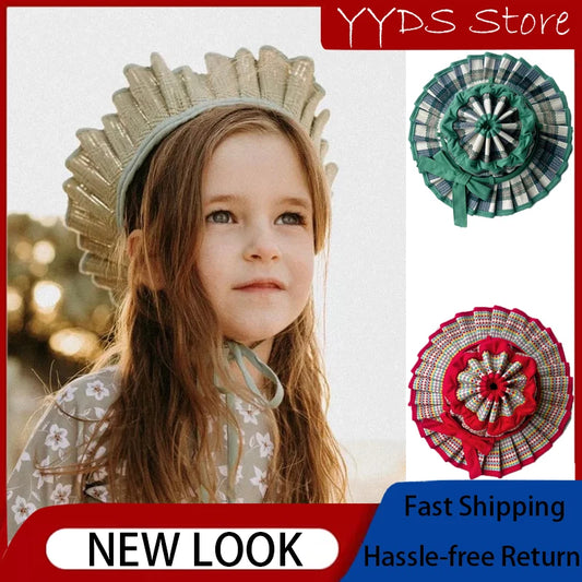 INS S/M/L/XL Size Handmade Child Short Brim Foldable Straw Bucket Hat Girls Baby Summer Beach Panama Sun Caps Sombreros De Mujer