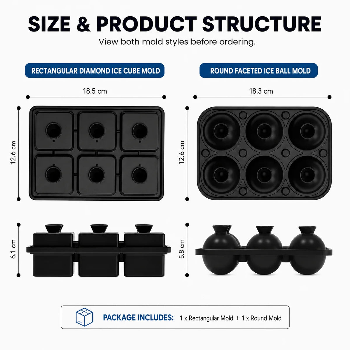 Easy Release Diamond Ice Cube Tray Sphere Ice Mold Food Grade Silicone Ice Molds With Funnel For Slow Melting Coffee Bar Gadgets