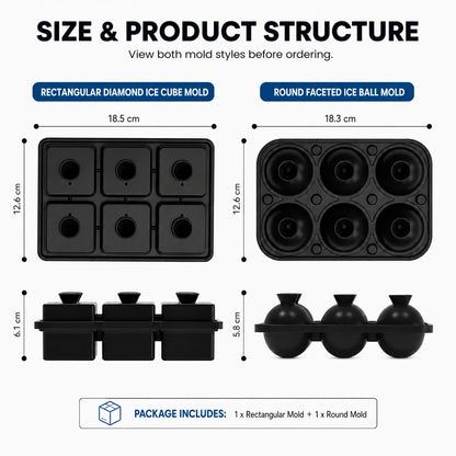 Easy Release Diamond Ice Cube Tray Sphere Ice Mold Food Grade Silicone Ice Molds With Funnel For Slow Melting Coffee Bar Gadgets