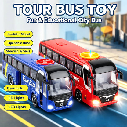 Large Size Light Music Inertia Bus Model Pull Back Cars Simulation Bus High Quality Drop-resistant Educational Toys Gifts