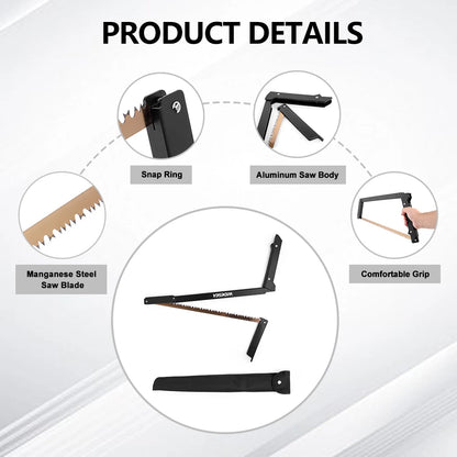 Widesea Folding Hand Saw - Manganese Steel Blade Aluminum Alloy Frame Portable Camping Saw for Tree Pruning Wood Cutting Outdoor