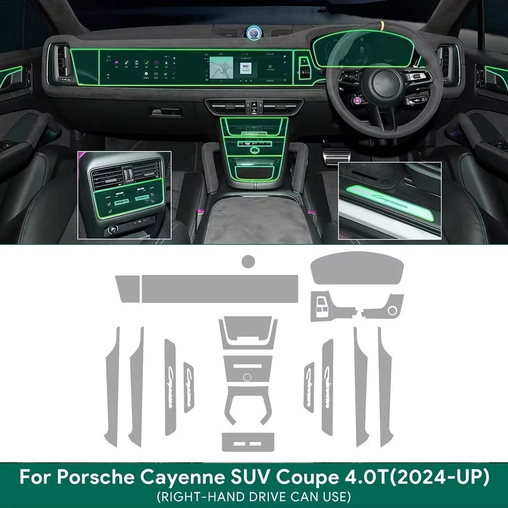 TPU Protective Film For Porsche Cayenne 2024 SUV Coupe 3.0T 4.0T Car Interior Center Console Transparent Anti-scratch Repair