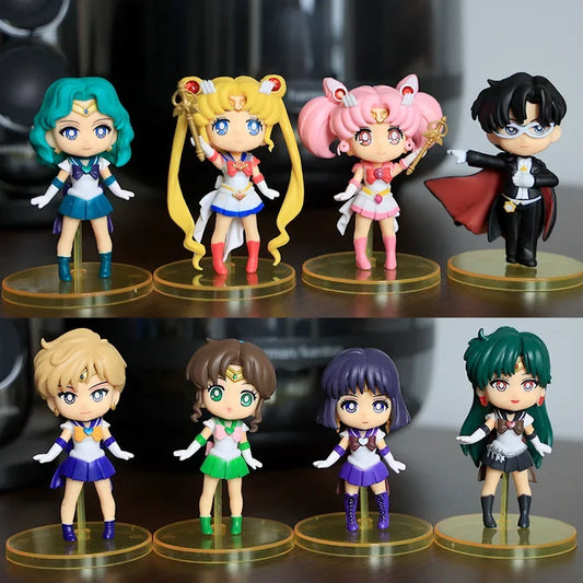 Anime sailor moon usagi tsukino chibi gashapon machine figure toy car desk Ornament pc case cake topper decor Model Gift