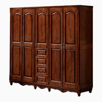 -For Bedroom furniture mahogany color classical 2/3/4/5 door solid wood bedroom wardrobe&