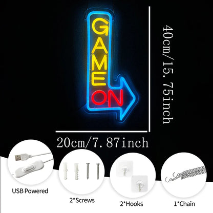 Game Neon Sign Gaming LED Neon Lights for Wall Decor USB Light Up Signs for Game Room Man Cave Teen Boy Bedroom Decorations Gift