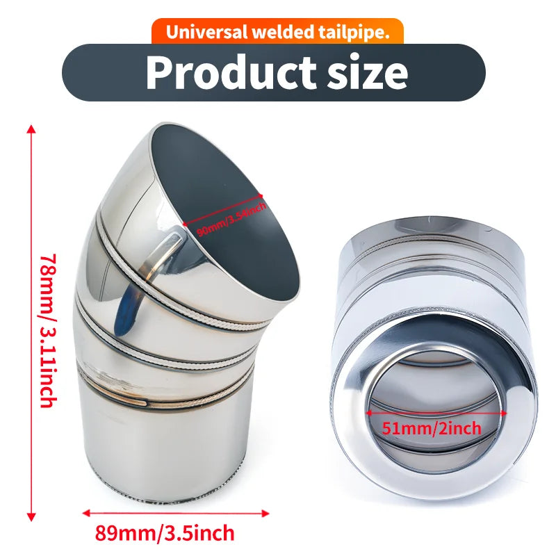 Universal 51mm 63mm Exhaust Muffler Tip Stainless Steel Welded Tailpipe Muffler Nozzle 2 Inch 2.5 Inch Exhaust Car Accessories