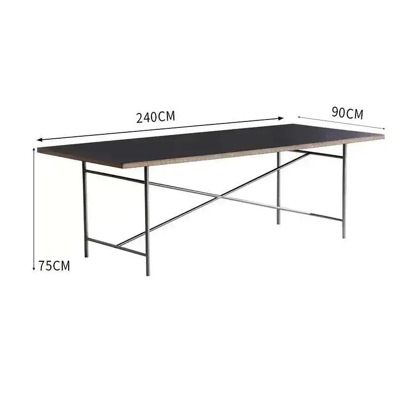 Stainless Steel Leg Rectangular Solid Wood Conference Table Office Desk Writing Living Room Table Mesa Office Furniture KMOD