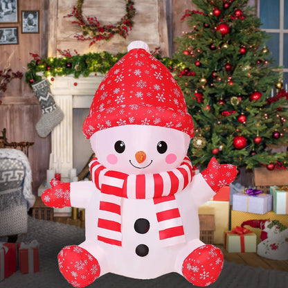 1.2m Christmas Inflatable Cute Snowman Outdoor Decorations LED Lighted Blow Up Yard Lawn Holiday Decor for Home Garden Party