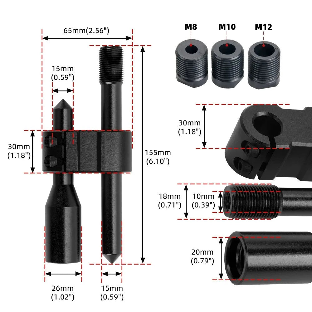 Car Aluminum H Type Gear Shift Knob Extension Adjustable Extender Shifter Lever Handle M18*1.5 M12*1.25 With Three Adapters