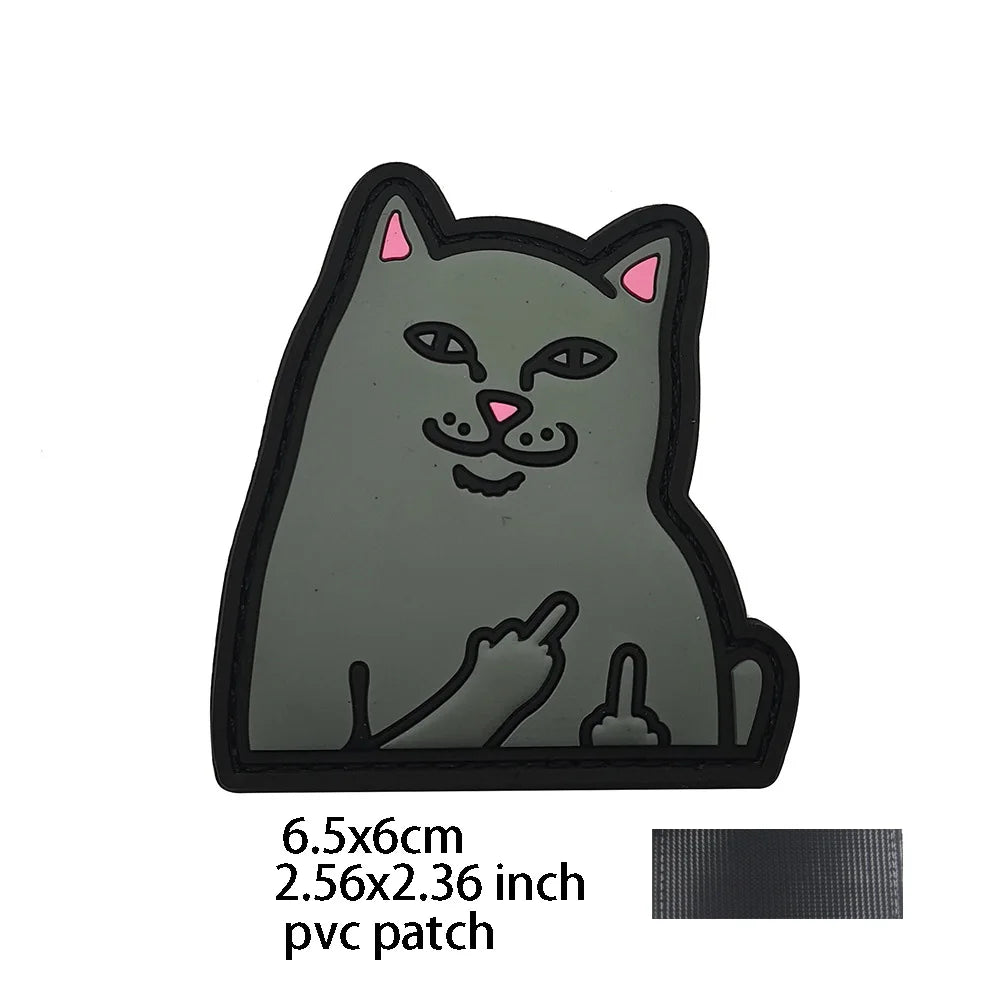 New Outdoor Bag Accessories: Satirical Cat Badge Graffiti Cat 3D PVC Magic DIY Bag Stickers Backpack Hook and Loop Patch