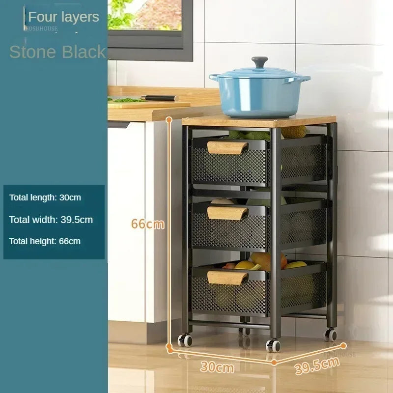 Household Movable Narrow Kitchen Organizer Cart With Wheel Multi-layer Vegetable Auxiliary Cartss Drawer Type Kitchen Trolleys k