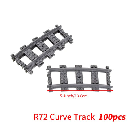 MOC City Bricks Train Flexible Construction Parts Railway Curve Track Building Blocks Model Accessories Compatible with 53401