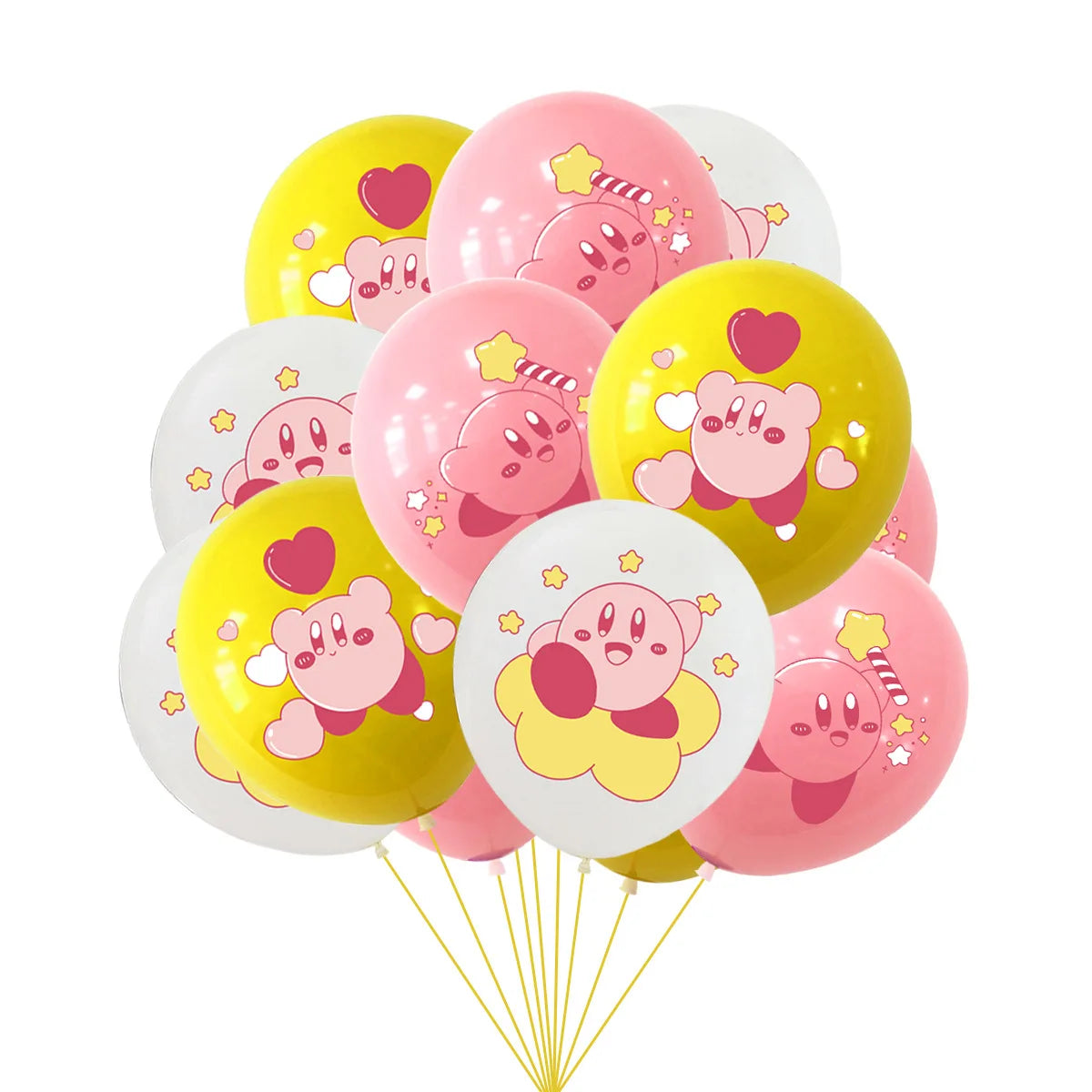 Hot kawaii Star Kirby Birthday Party cutlery plate Disposable Banner Cake Topper Hanging Flag Kirby‌ Balloon Birthday Decoration