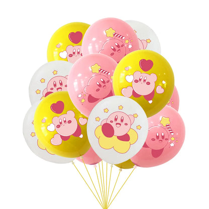 Hot kawaii Star Kirby Birthday Party cutlery plate Disposable Banner Cake Topper Hanging Flag Kirby‌ Balloon Birthday Decoration
