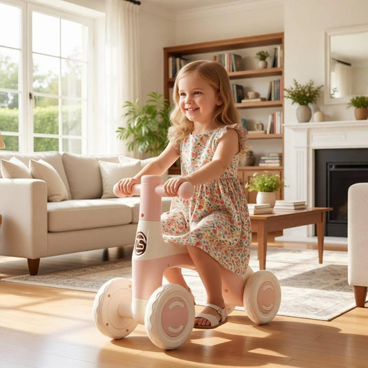 4-Wheel Anti-Tip Baby Balance Bike Silent Glider Walker No Pedal Toddler Ride-On Kids Training Bicicleta De Equilibrio Infantil