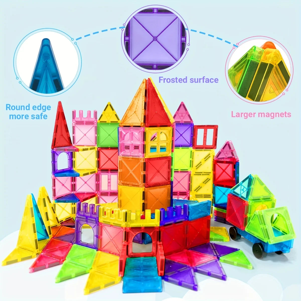 Magnetic building block toys, magnetic blocks, medium size stacked building and puzzle toys, creative and lively magnetic toys