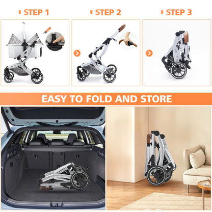 STLFFactory Price Foldable Pet Stroller with Shock Absorbers and Mesh Windows for Cats and Dogs
