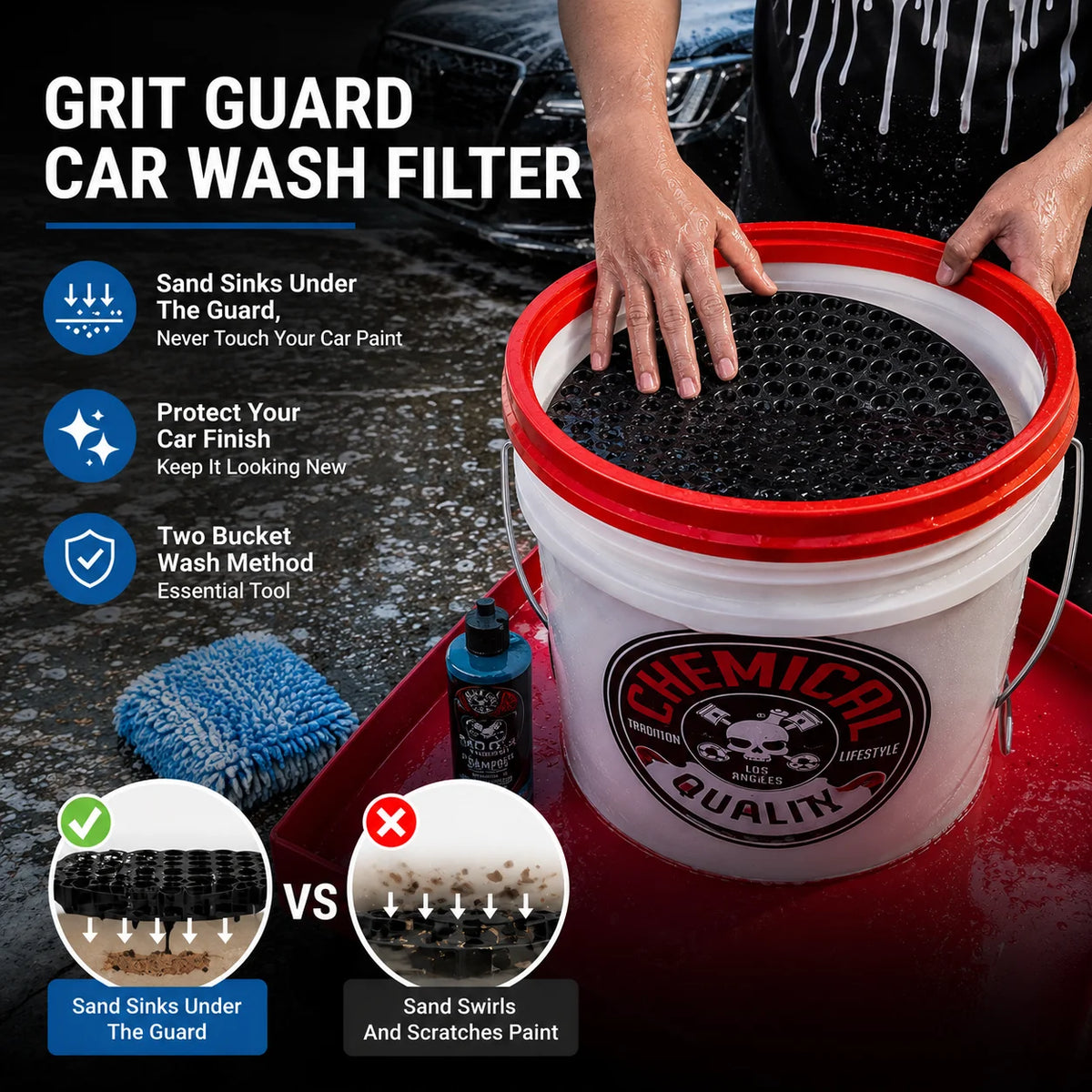 Cyclonic Dirt Collector Car Wash Bucket Insert Car Wash Filter removes dirt and debris while washing your car