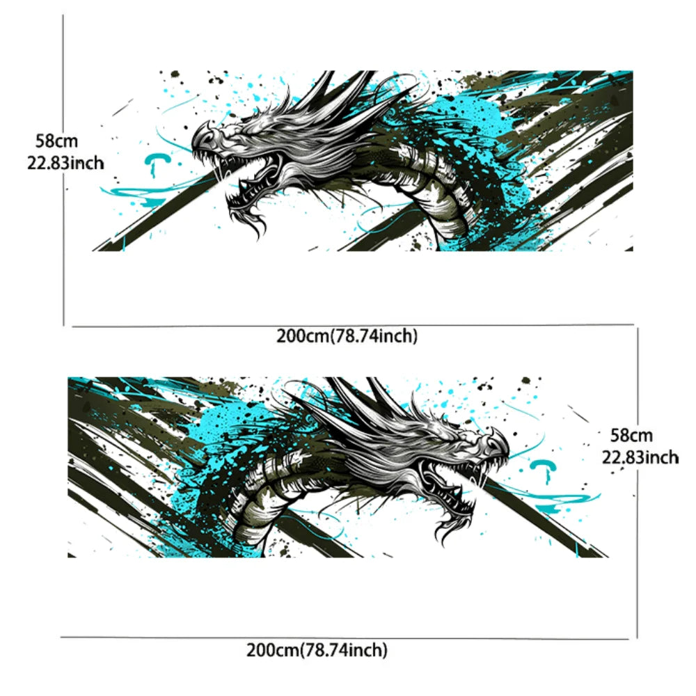 Line Japanese Dragon Splash Car Vinyl Wraps Decal PVC Anti Scratch Sticker Suitable for Trucks SUV Decor Auto Accessories Gift