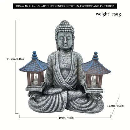 1pc Pagoda  Buddha Statues with LED Lights, Solar-Power Buddha Sculpture Decor for Home Garden, Yard, Patio, Yoga.