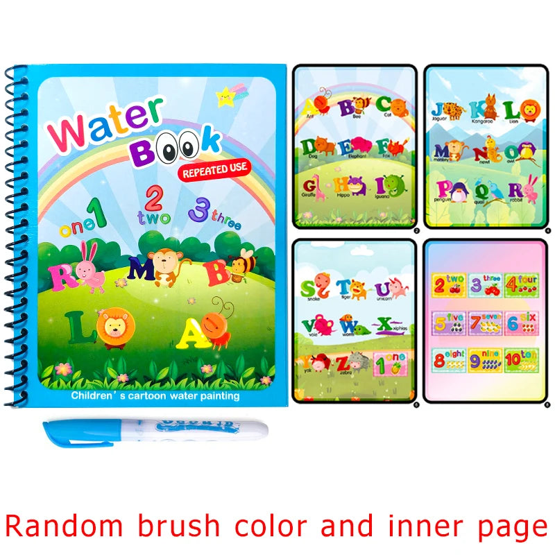 1Set Magic Water Drawing Book for Kids Reusable Water Coloring Book with Pen No Mess Painting Pad Early Educational Learning ZYF