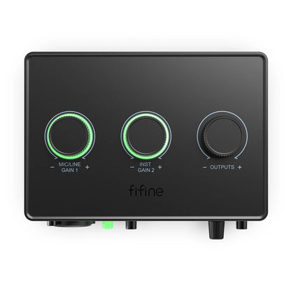 FIFINE Sound Mixer for Condenser Microphone with Gain Knob, Audio Interface with 48V Phantom Power for XLR Mic Podcast-Ampli1