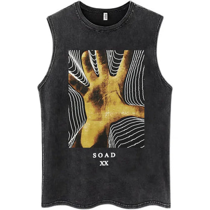 Washed Rock Band Tank Tops Men's Retro Hip Hop Sleeveless T-shirt Summer Oversized Cotton Vests Gifts Fans Gifts Streetwear Tops