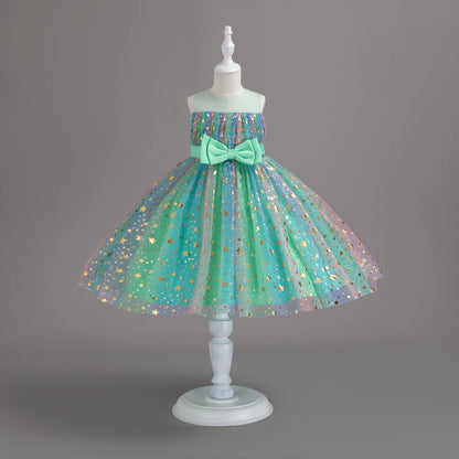 1-10 Years Baby Girl Clothing Rainbow Sequins Dress For Christmas Halloween Brithday Party Kid Girl Wedding Princess Dresses