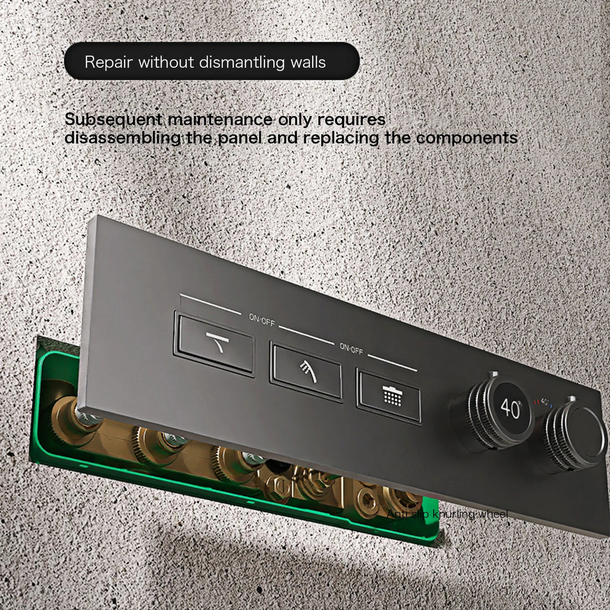 Luxury intelligent digital display brass shower system Black wall mounted design Dual control of cold & hot Hidden bathroom Tap