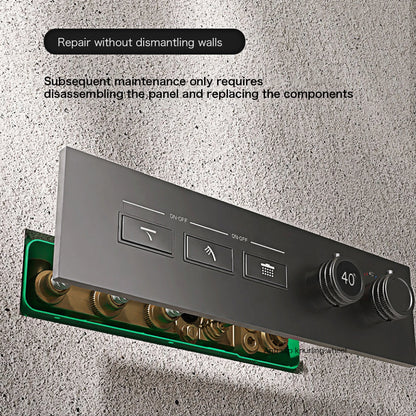 Luxury intelligent digital display brass shower system Black wall mounted design Dual control of cold & hot Hidden bathroom Tap