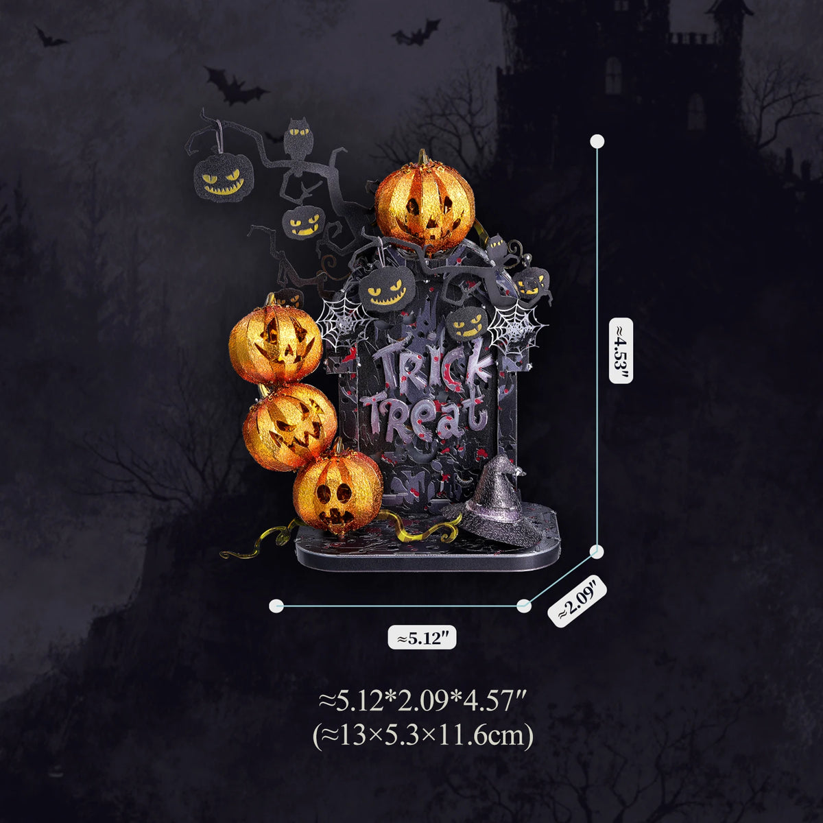 Piececool 3D Metal Model Kits Pumpkin Trick 3D Metal Puzzles for Halloween Decoration Building Blocks Best Gifts