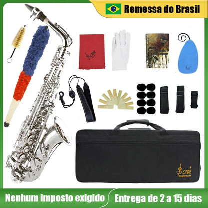 SLADE Eb E Flat Alto Saxophone Brass Sax Saxofone Woodwind Music Instrument With Case Reeds Mouthpiece Gloves Accessories