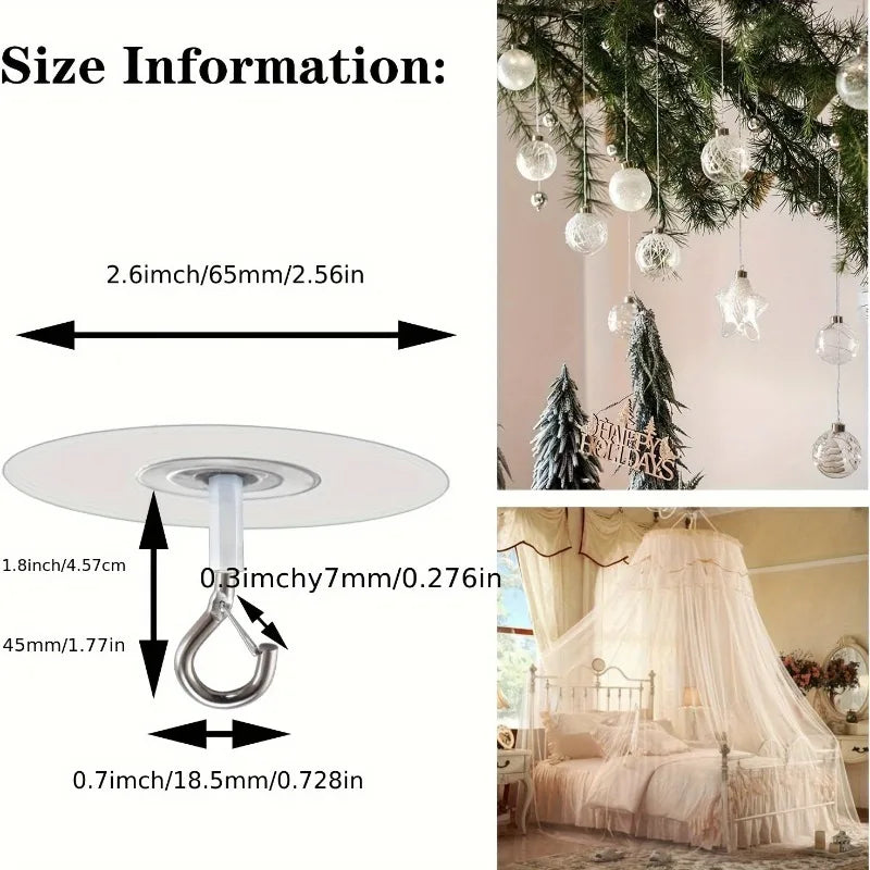 5/10 PCS Non Perforated Adhesive Ceiling Hooks Suitable for Hanging Lamps Plants for Mobile Curtains Multifunctional Hooks