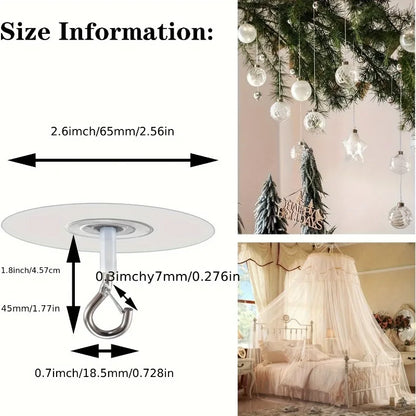 5/10 PCS Non Perforated Adhesive Ceiling Hooks Suitable for Hanging Lamps Plants for Mobile Curtains Multifunctional Hooks